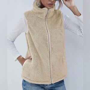 LOMON Fuzzy Sherpa Fleece Lightweight Vest